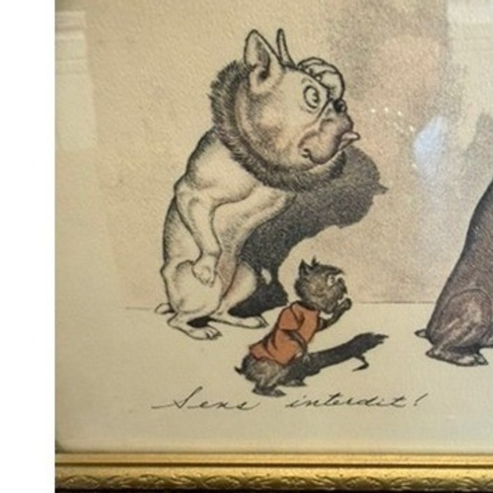 Boris O'Klein Sens Interdit Dirty Dogs of Paris Framed Lithograph Print RARE! - Picture 3 of 12